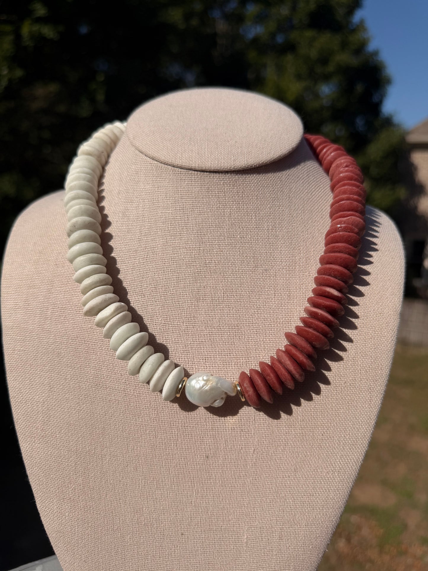 Game Day🏈: Two tone dark red and white recycled glass
