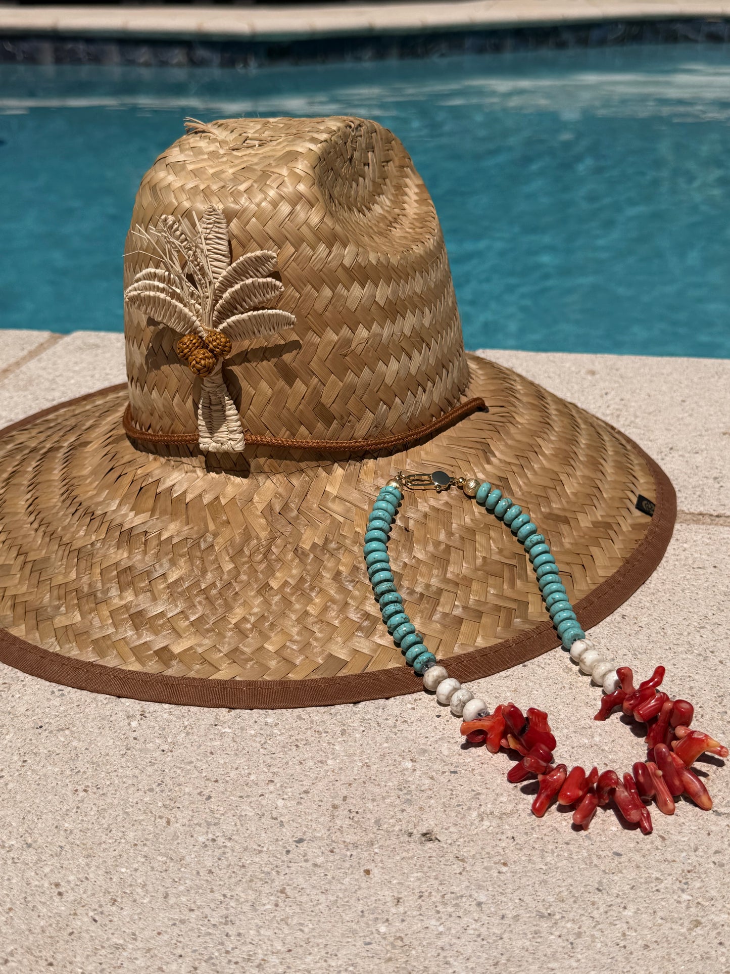 Beachy: Red coral with turquoise and cream