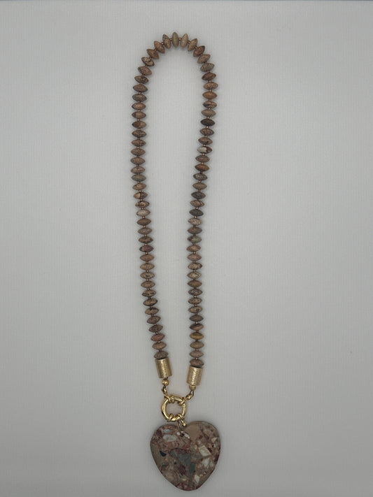 Flock: brown with heart pendant