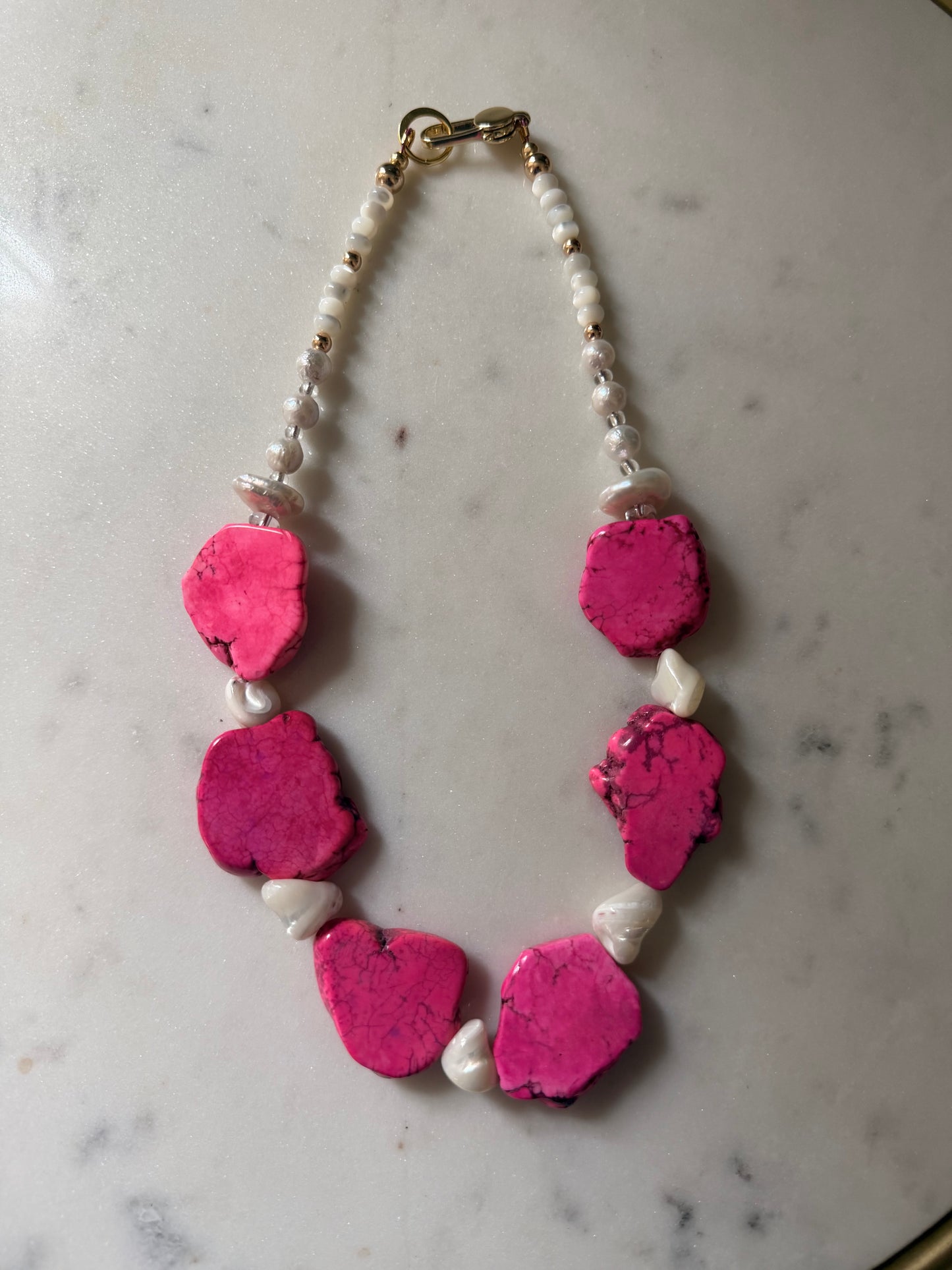 Quarry: Pink Magnesite and pearls