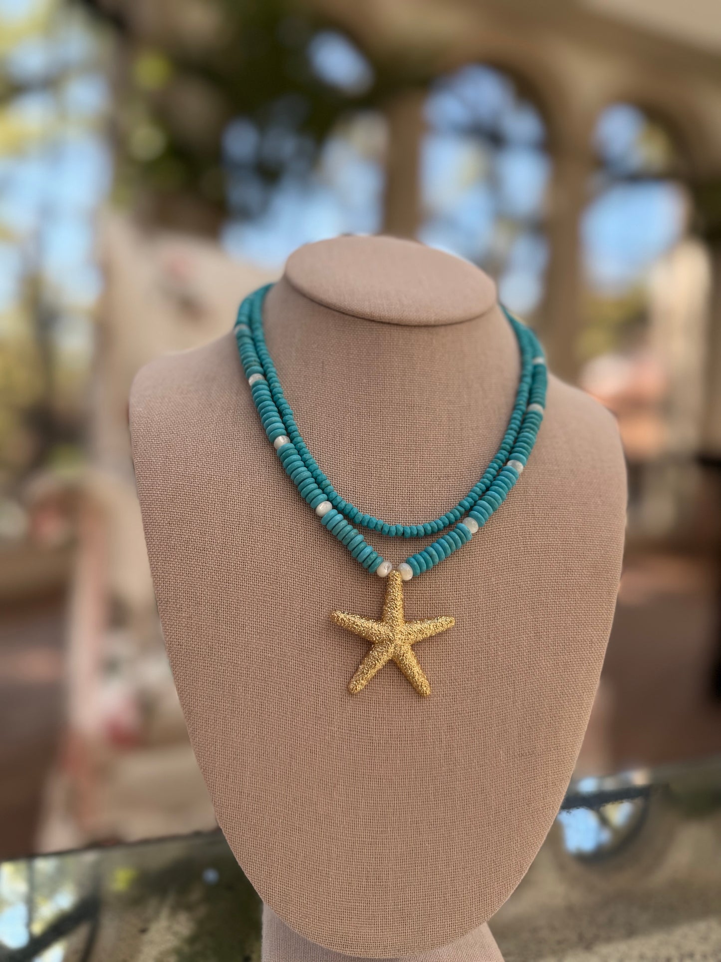 Beachy: turquoise beads with starfish pendant