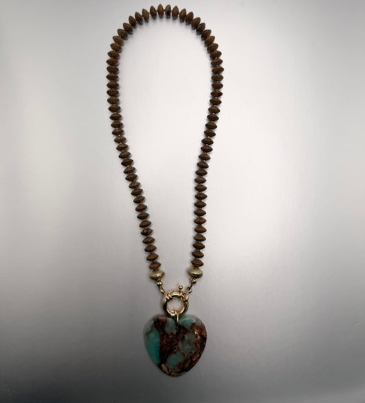 Flock: Brown with Heart Pendant