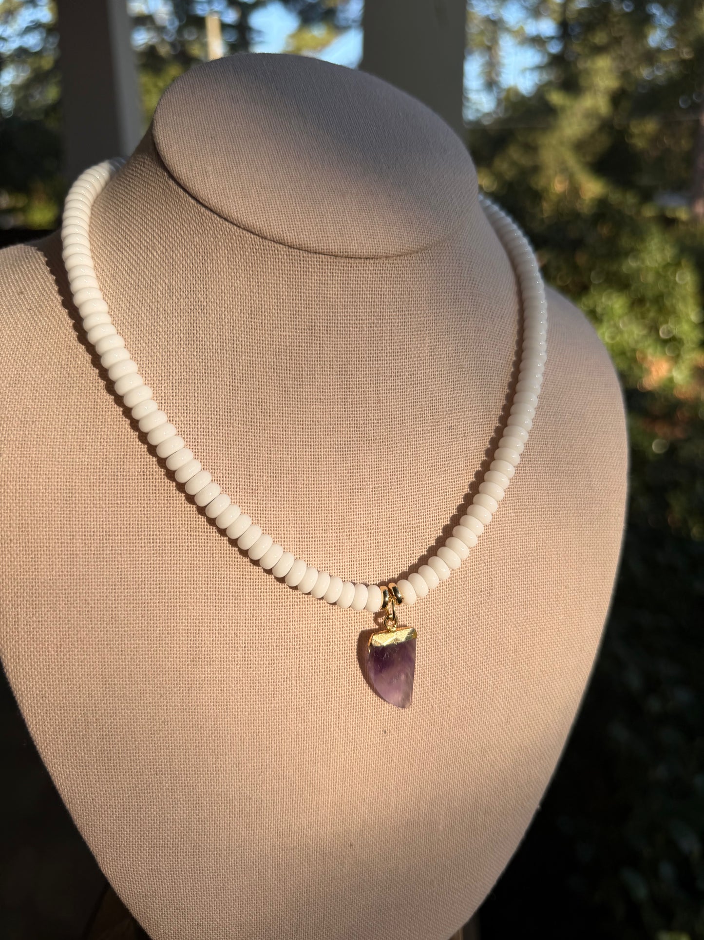 Game Day🏈: white with shield shapes purple pendant