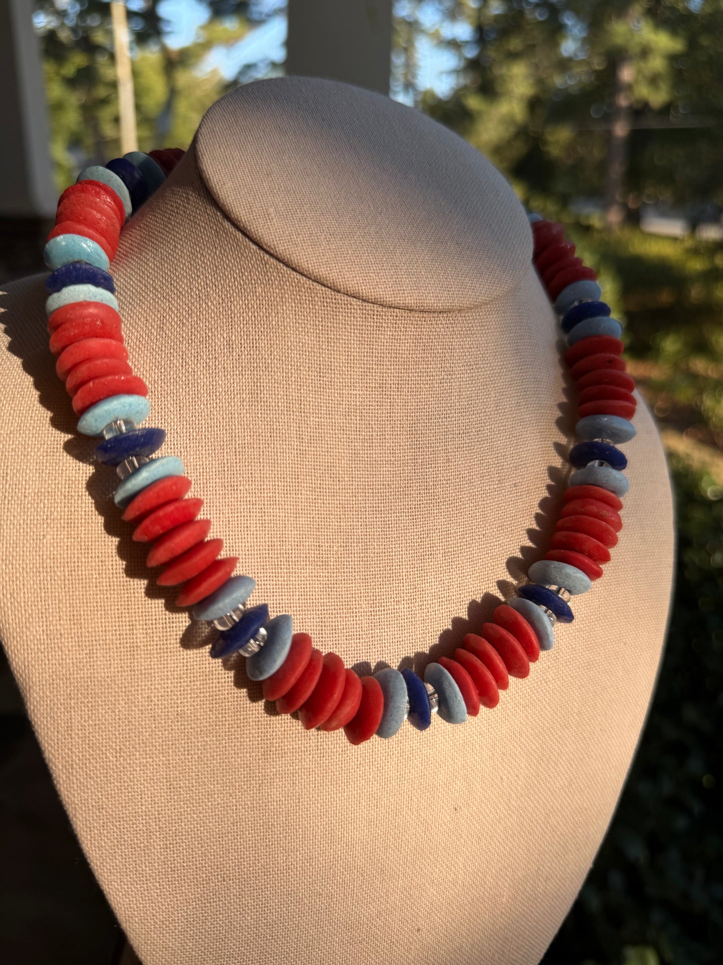 Game Day🏈: red and blue recycled glass