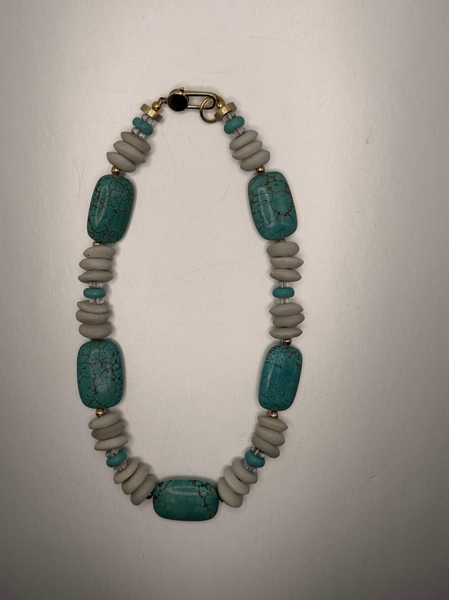 Turquoise and African glass necklace