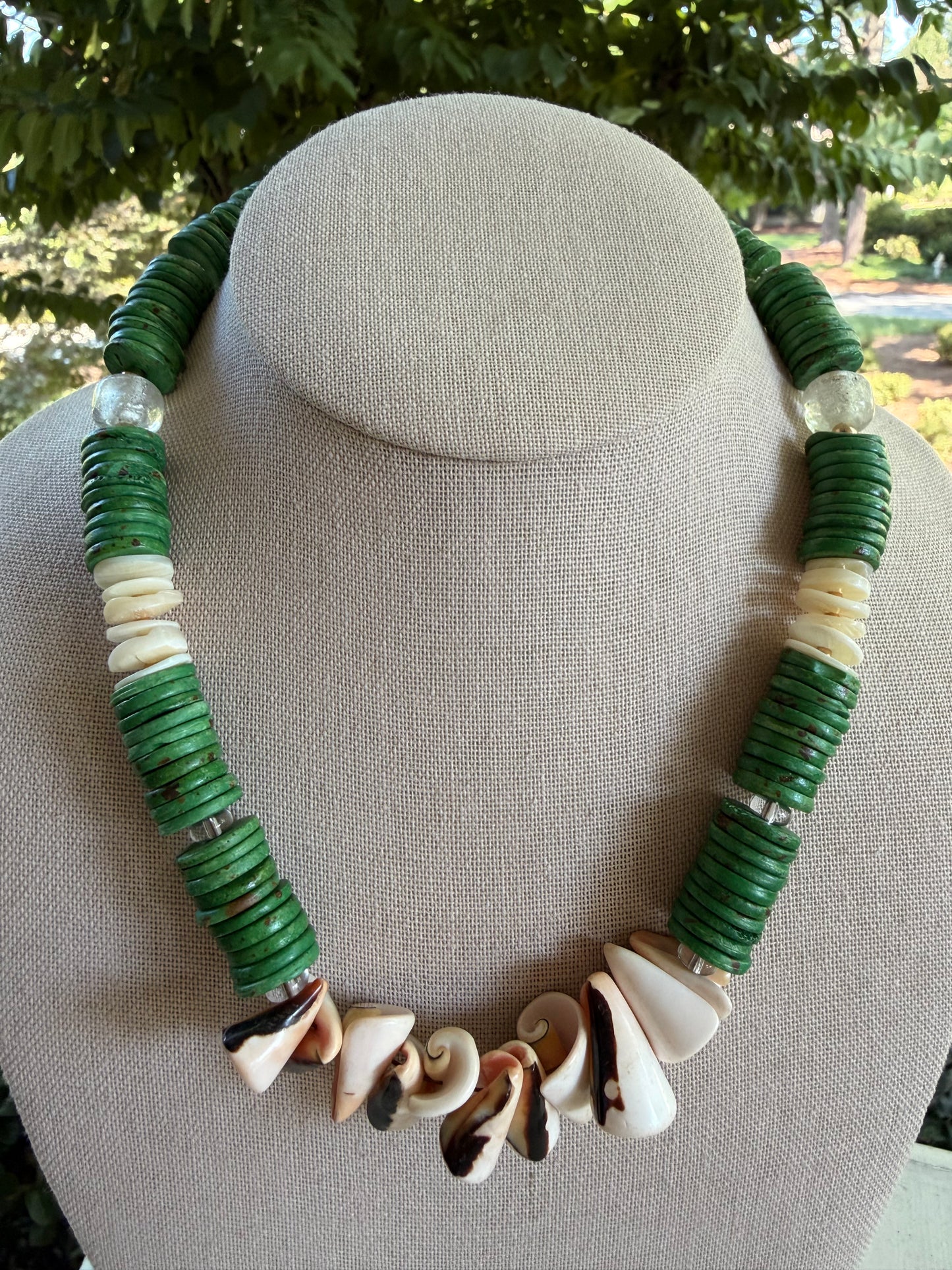 Beachy: pink and green beach necklaces