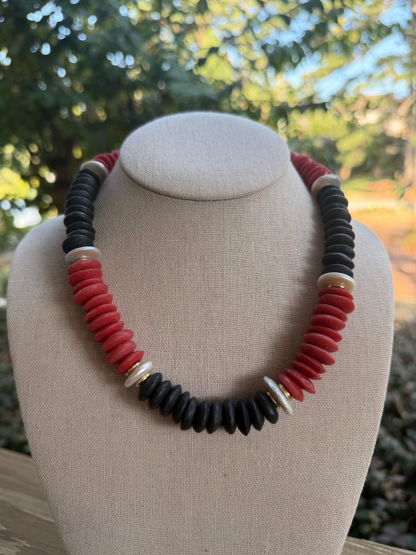 Game Day🏈: black and red with coin pearls