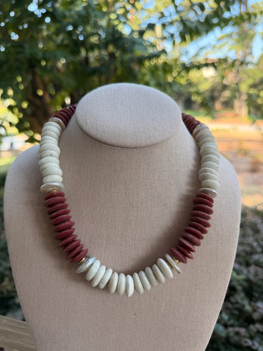 Game Day🏈: white and dark red with coin pearls