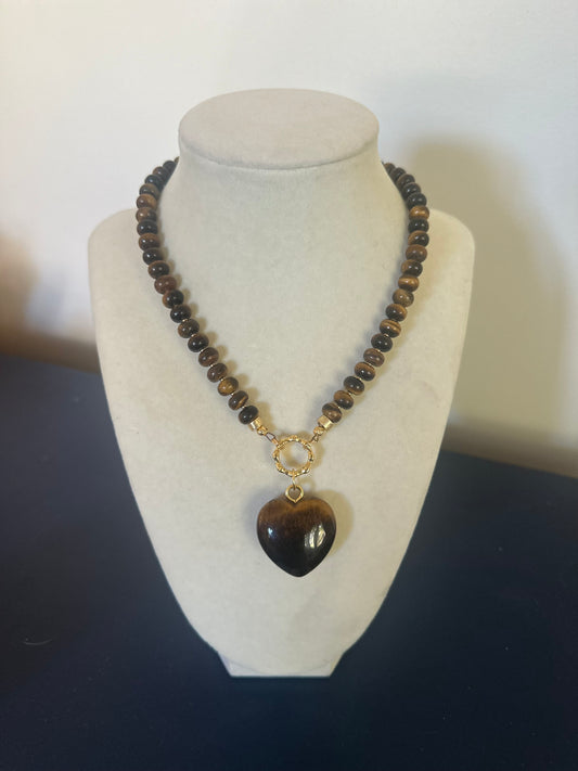 Flock: tigers eye with tigers eye heart pendant