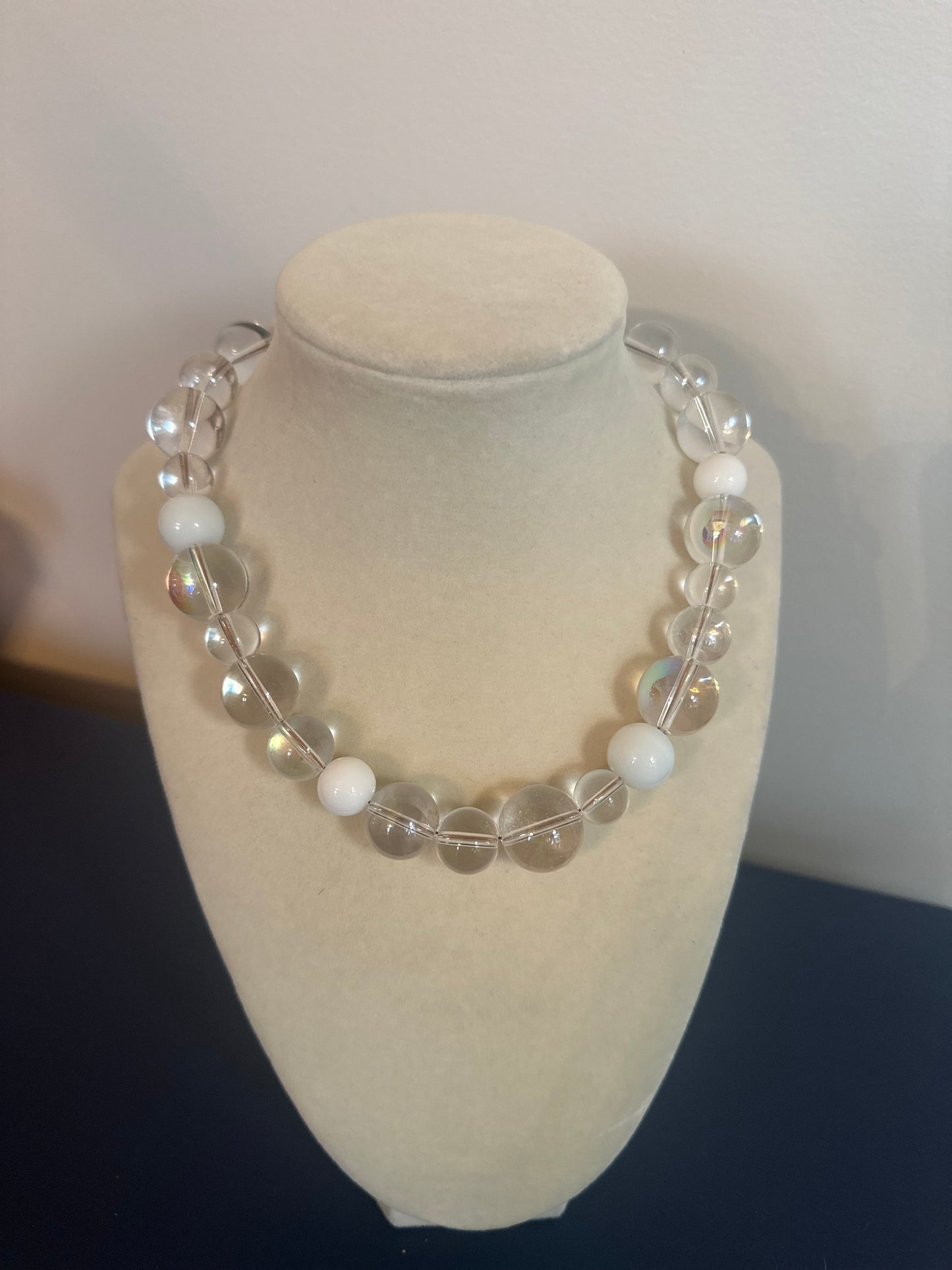 Radiance: clear and white bubble necklace