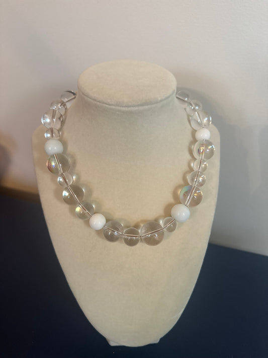 Radiance: clear and white bubble necklace