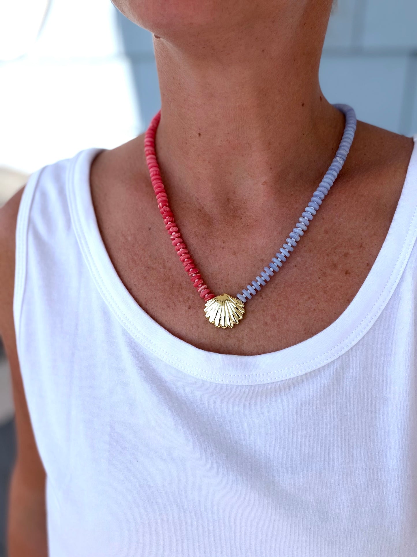Beachy: two tone coral and periwinkle
