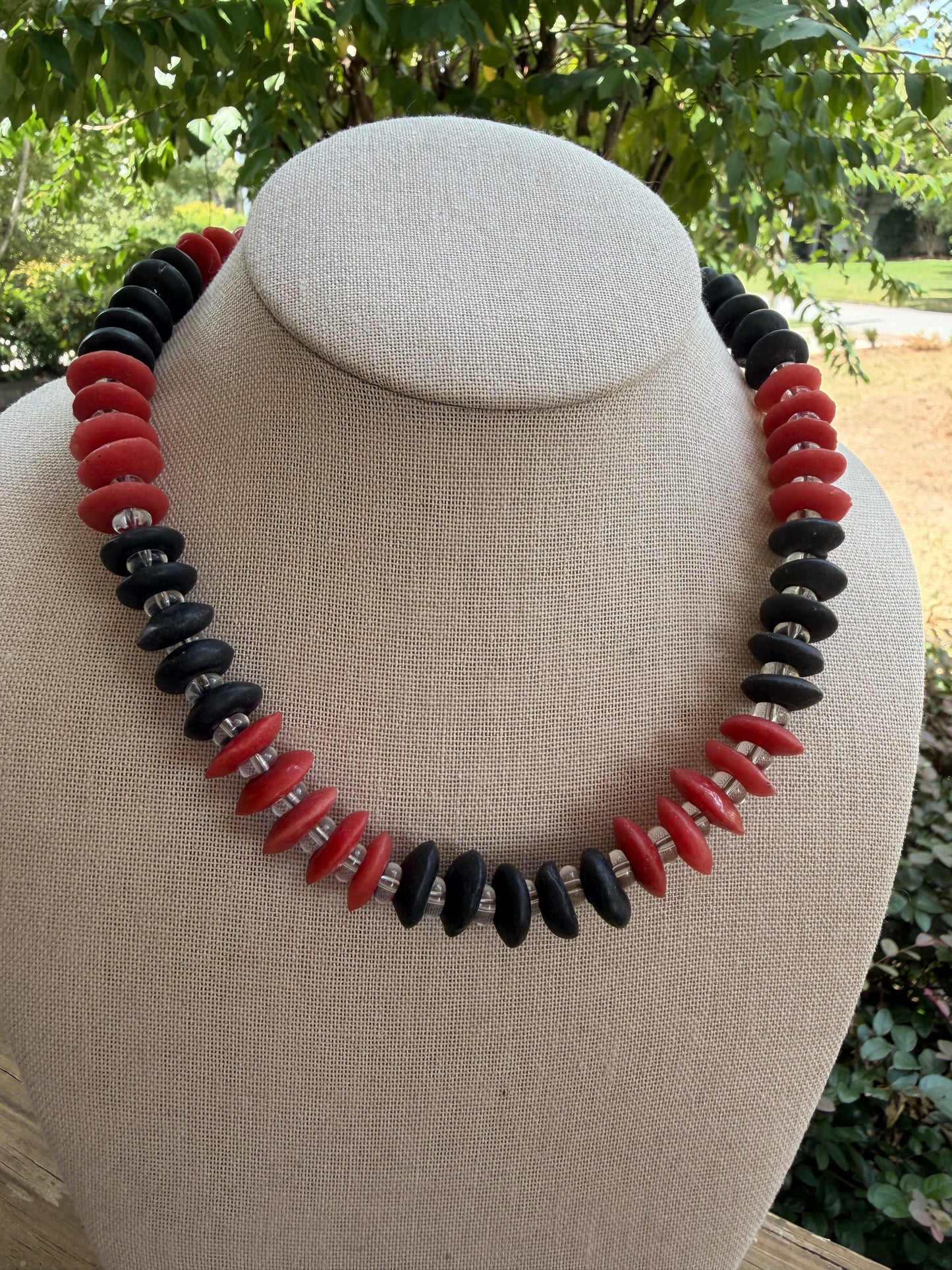 Game Day🏈: Red and black with clear spacers