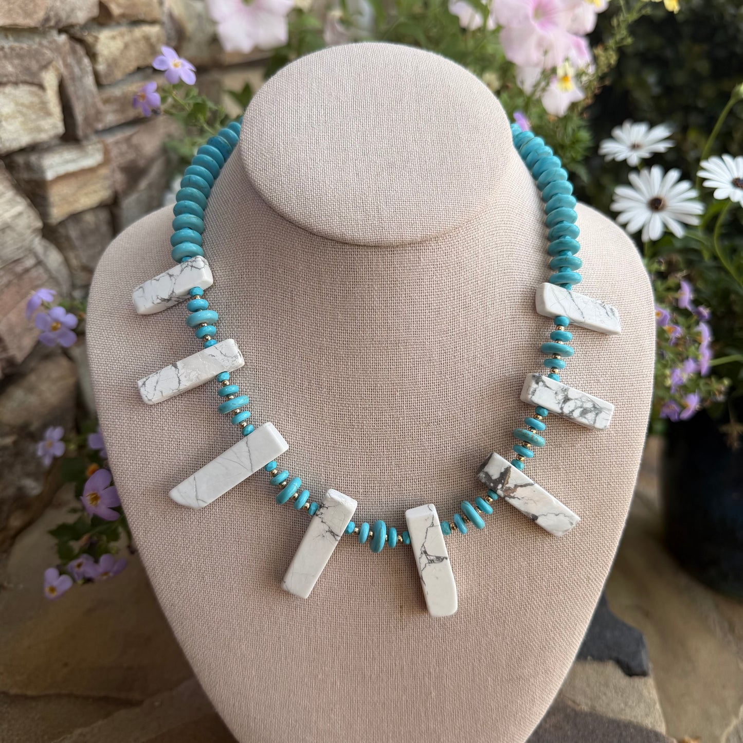Quarry: white howlite and turquoise