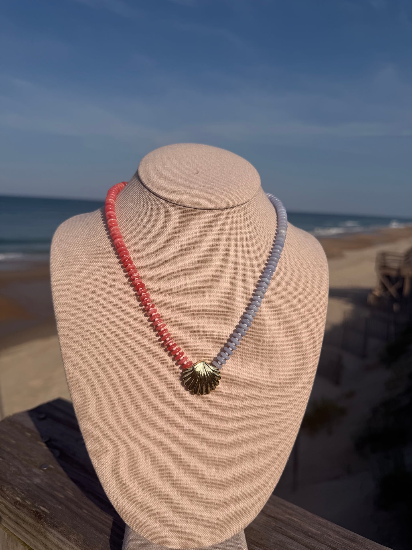 Beachy: two tone coral and periwinkle