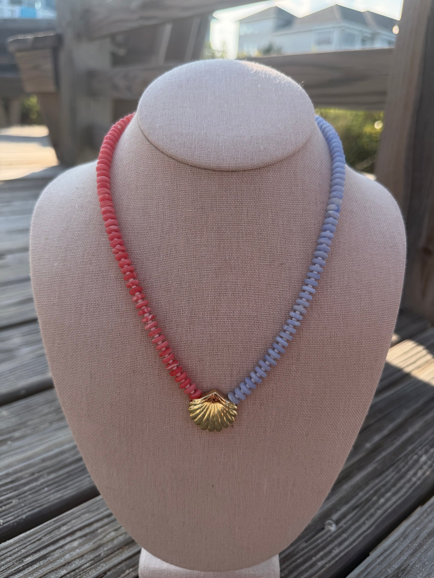 Beachy: two tone coral and periwinkle