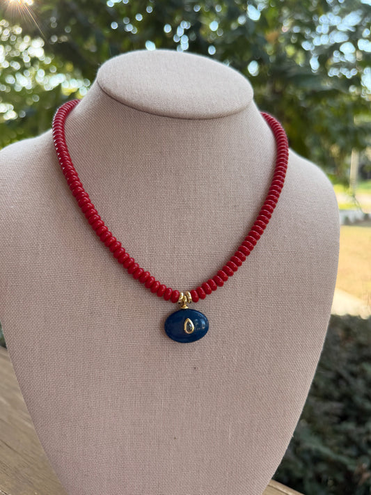Game Day🏈: red with a blue pendant