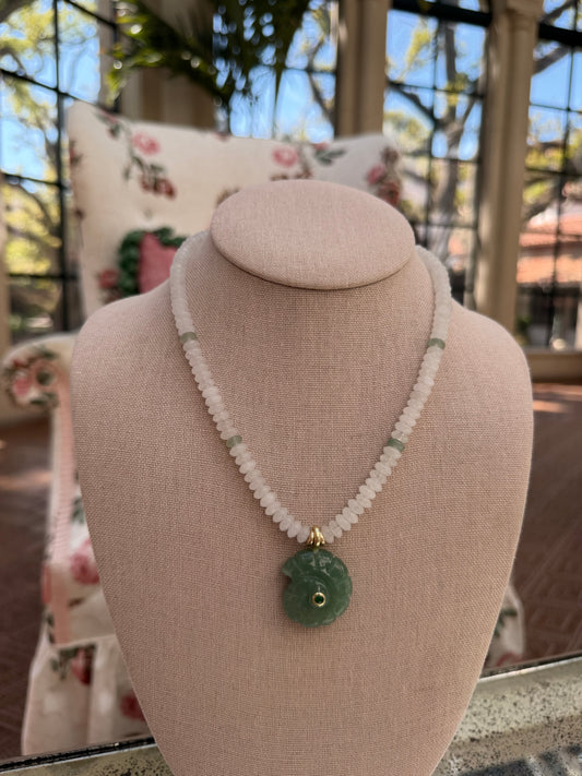 Flock: white with green nautilus shell