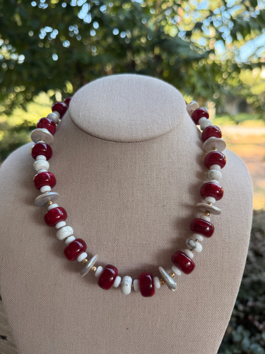 Game Day🏈: dark red and pearl