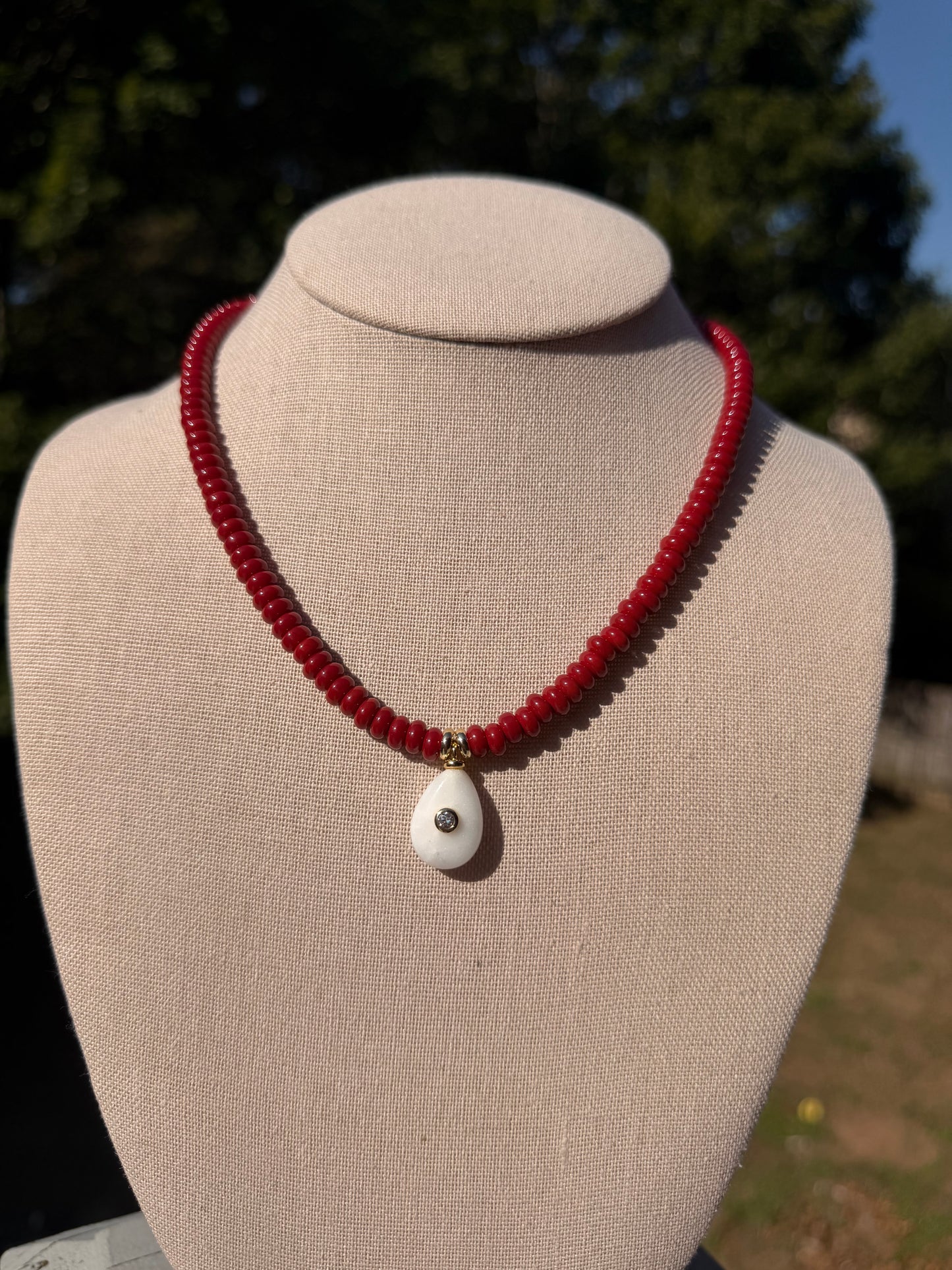 Game Day🏈: dark red mini with white pendant