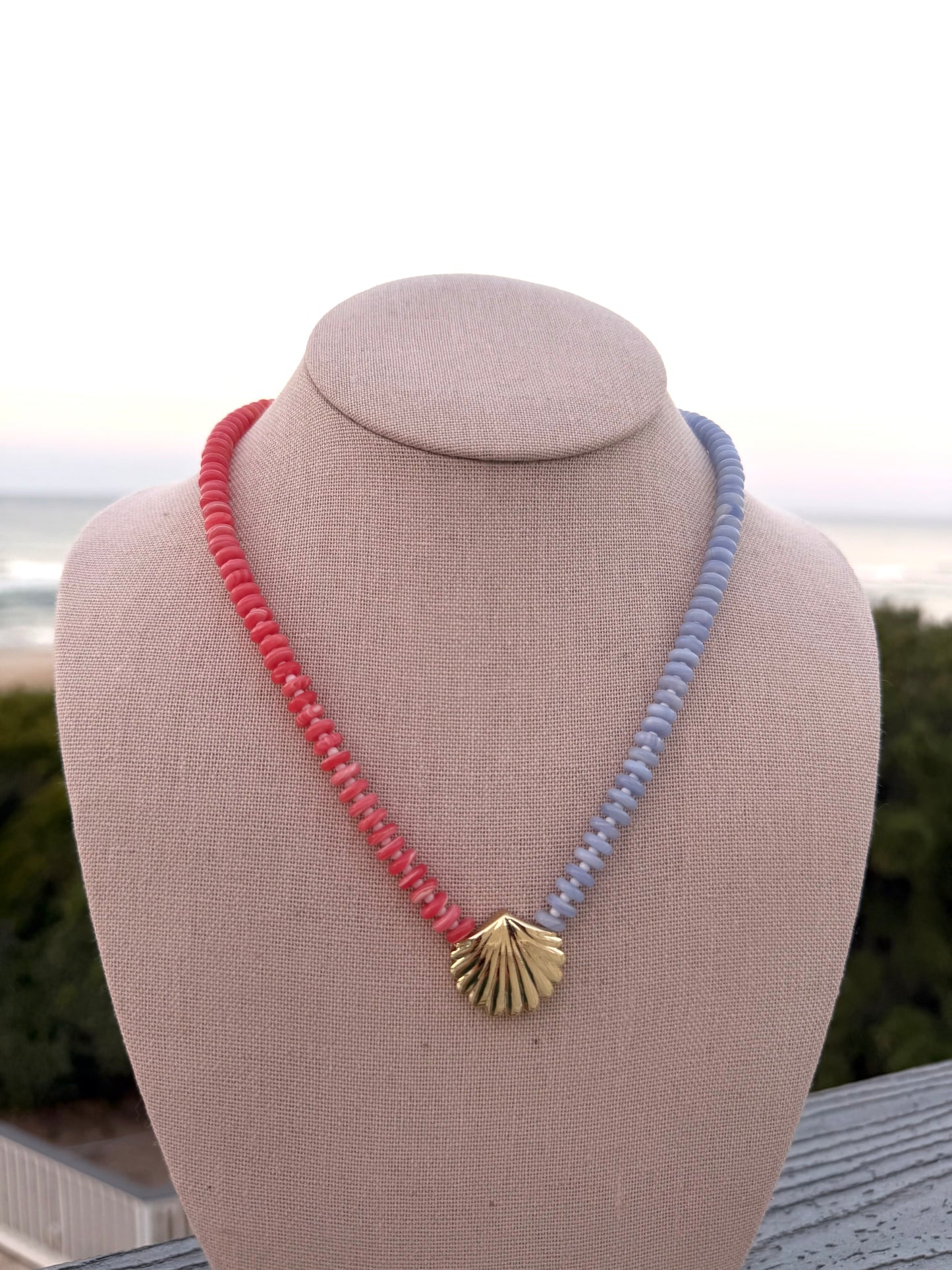 Beachy: two tone coral and periwinkle