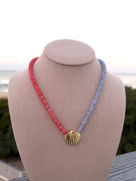 Beachy: two tone coral and periwinkle