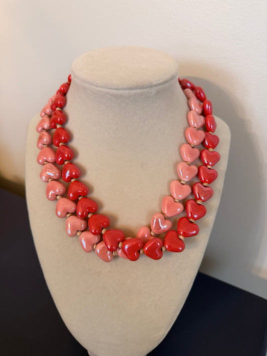 Hearts: red or pink heart necklace