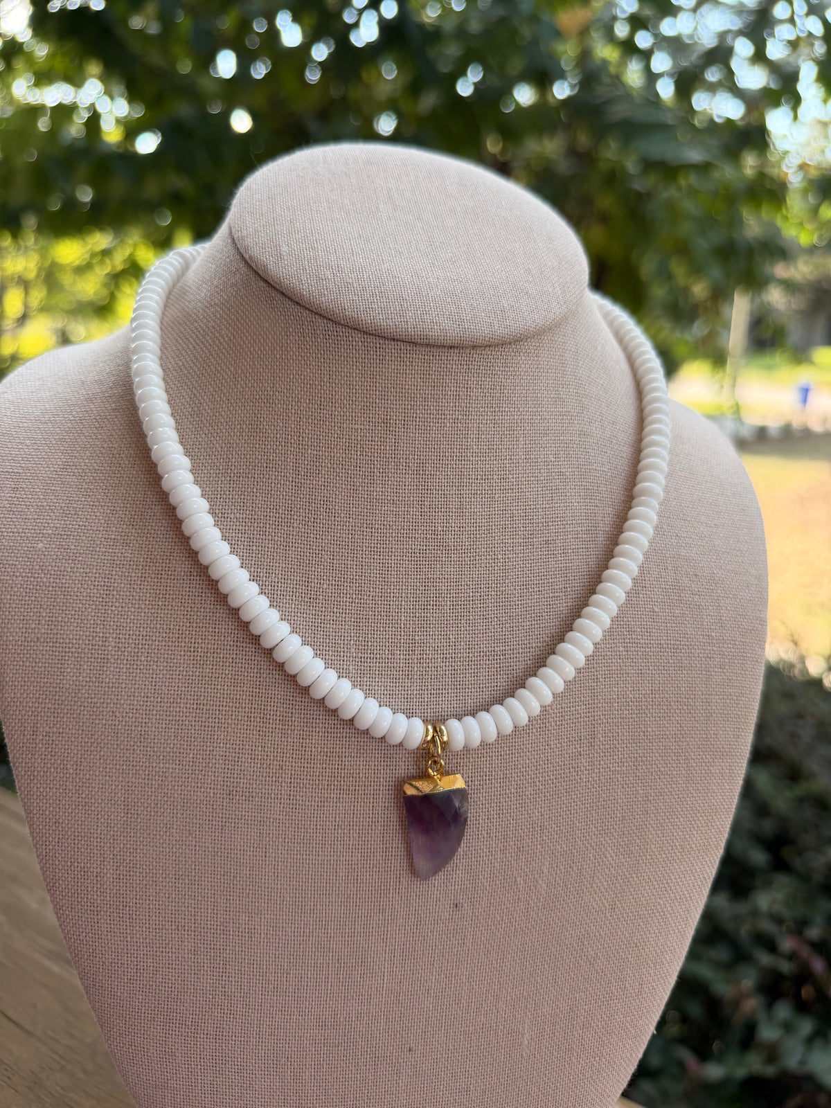 Game Day🏈: white with shield shapes purple pendant