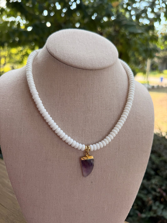 Game Day🏈: white with shield shapes purple pendant