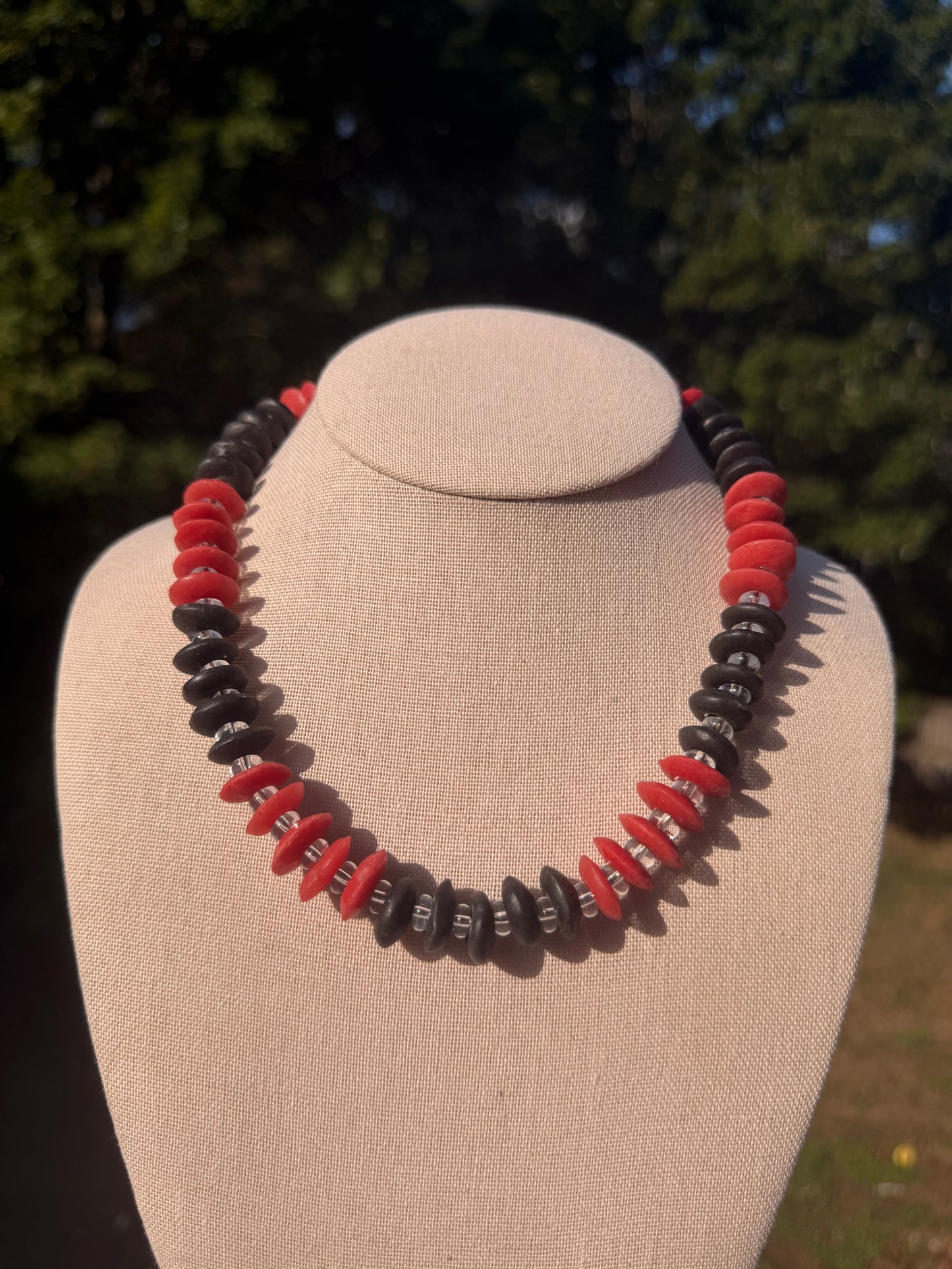 Game Day🏈: Red and black with clear spacers
