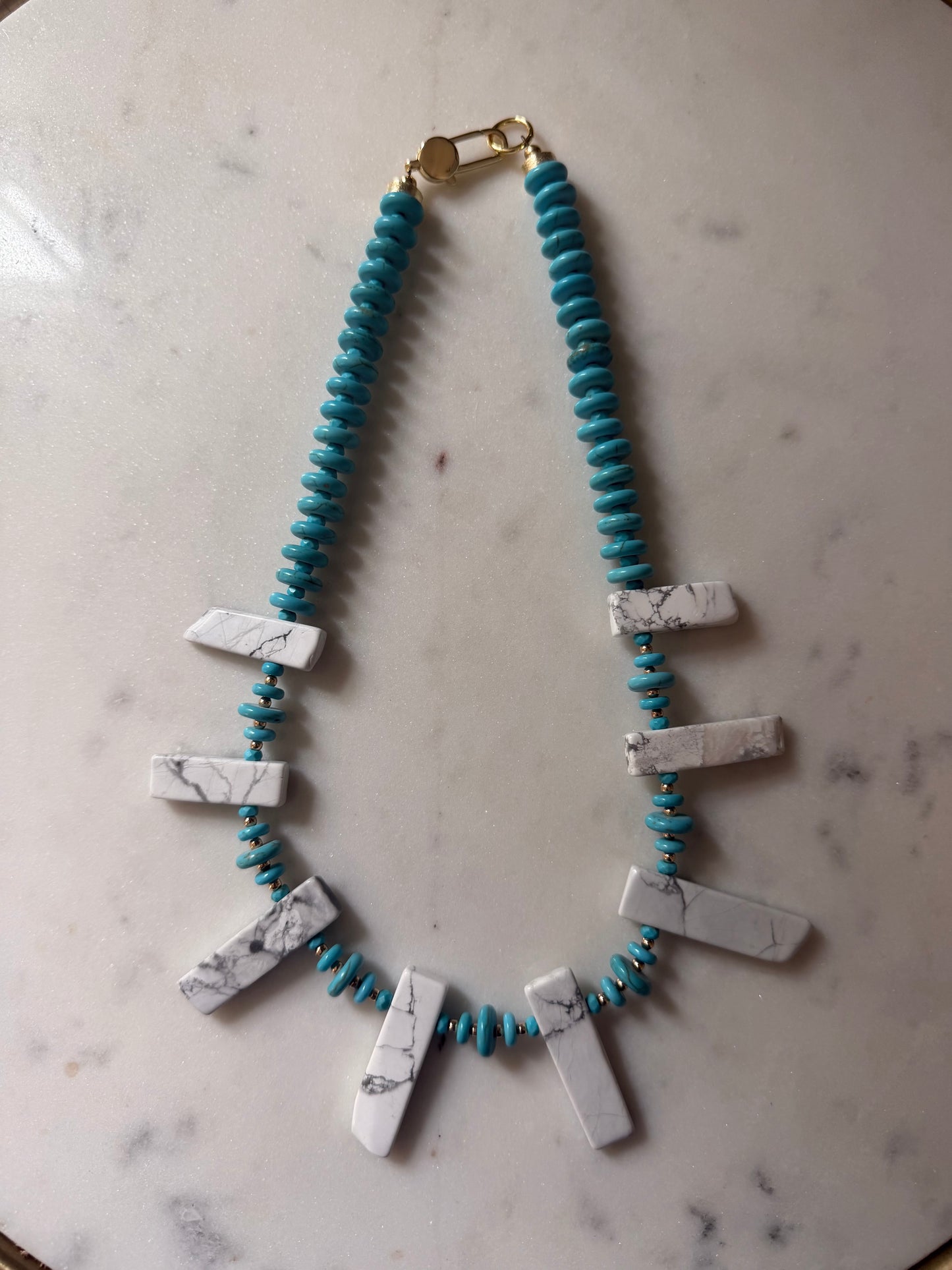 Quarry: white howlite and turquoise