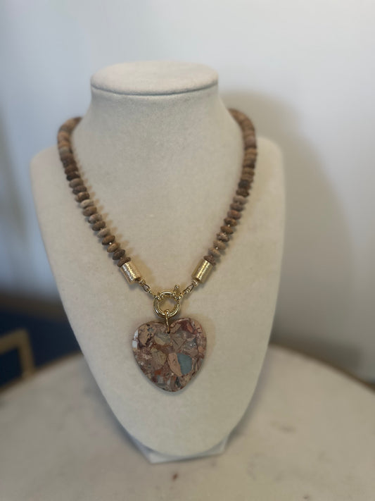 Flock: brown with heart pendant