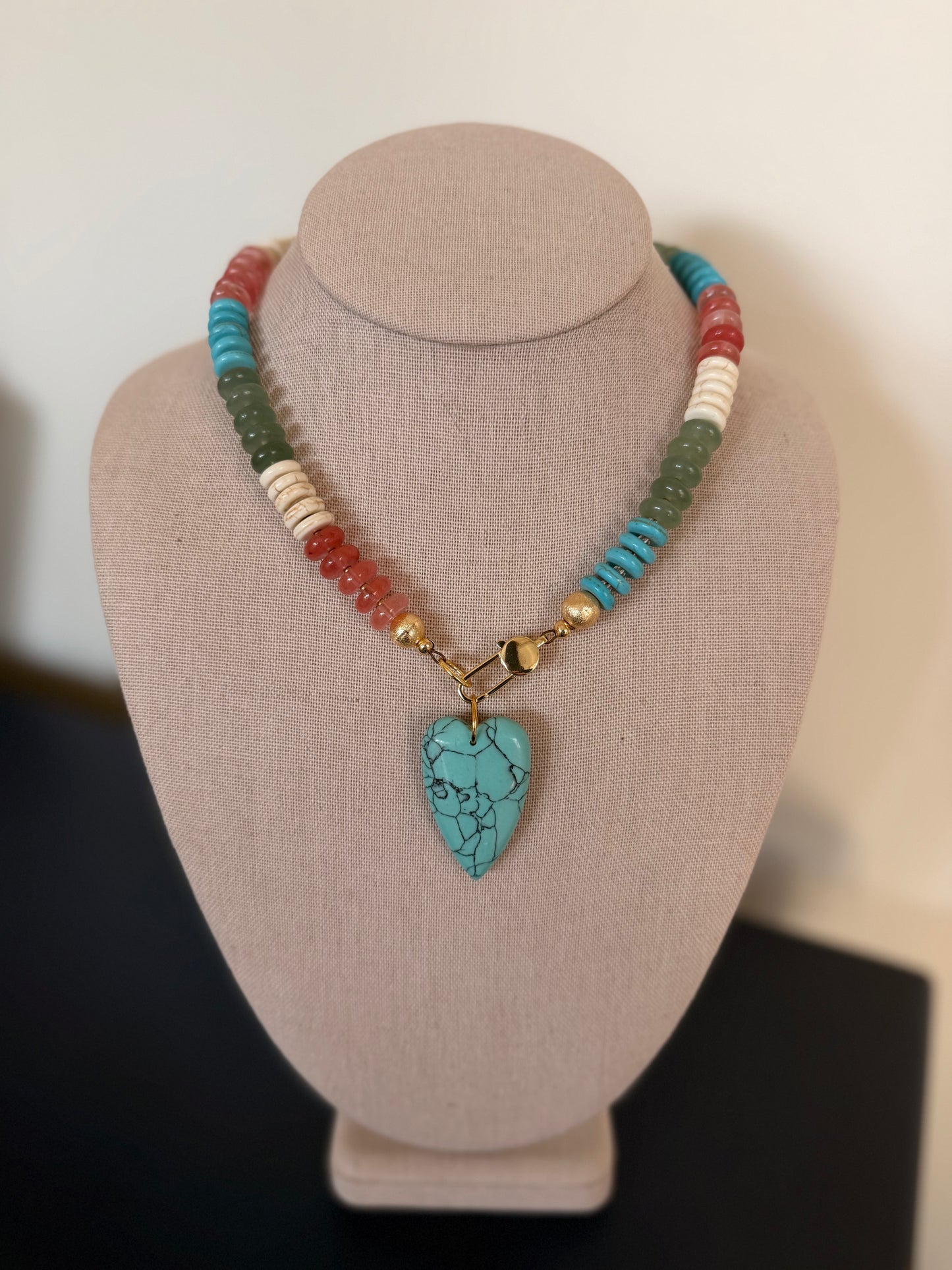 Flock: spring colors with turquoise heart pendant