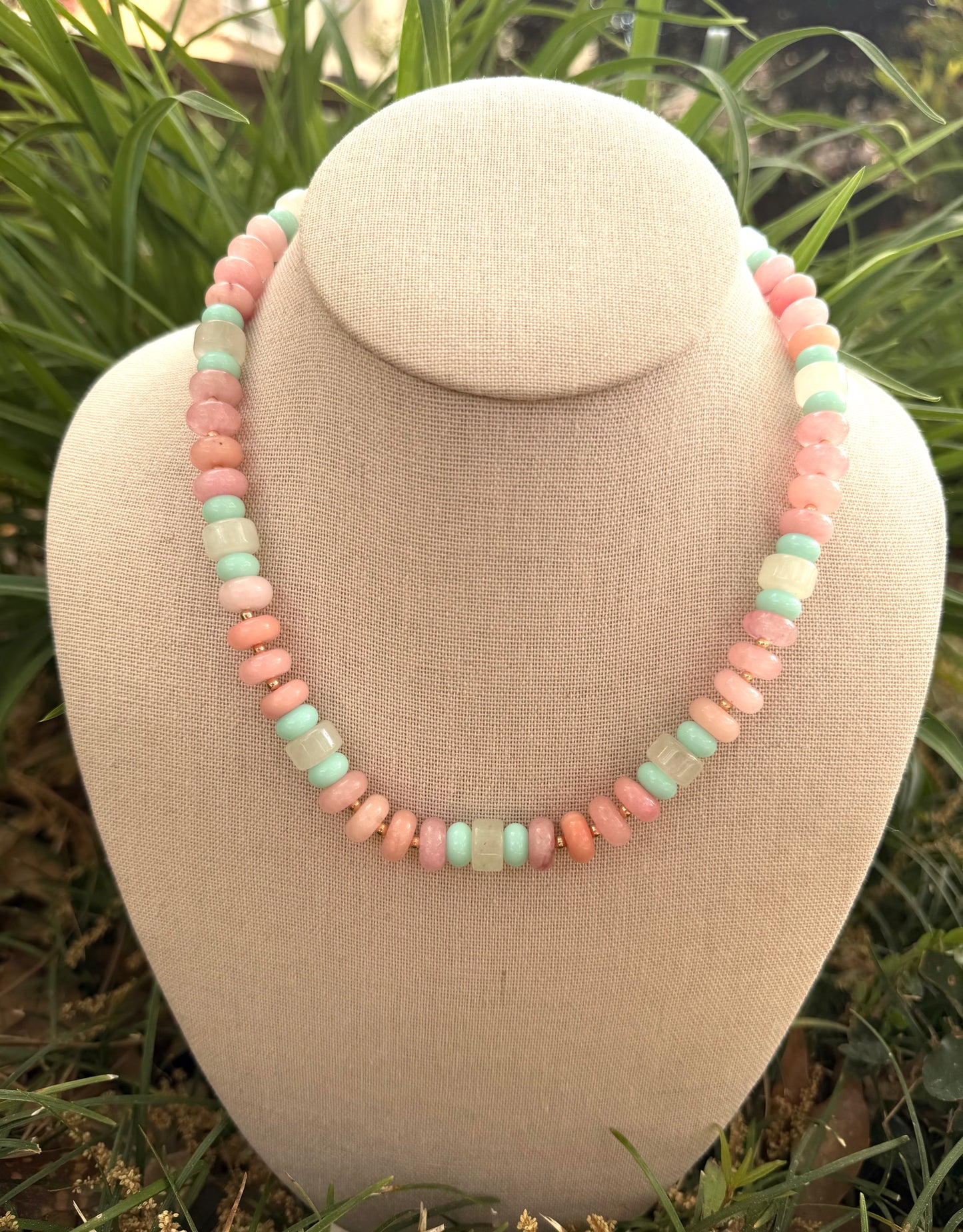 Flock: 10mm pink, white, and mint beads