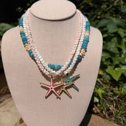 Beachy: starfish pendant with matching beads
