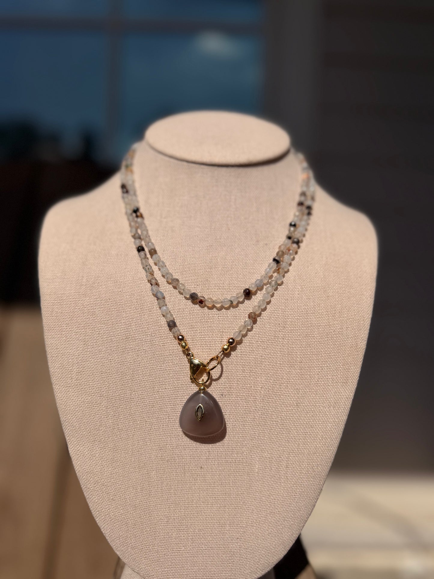 Double wrap: clear and grey jade