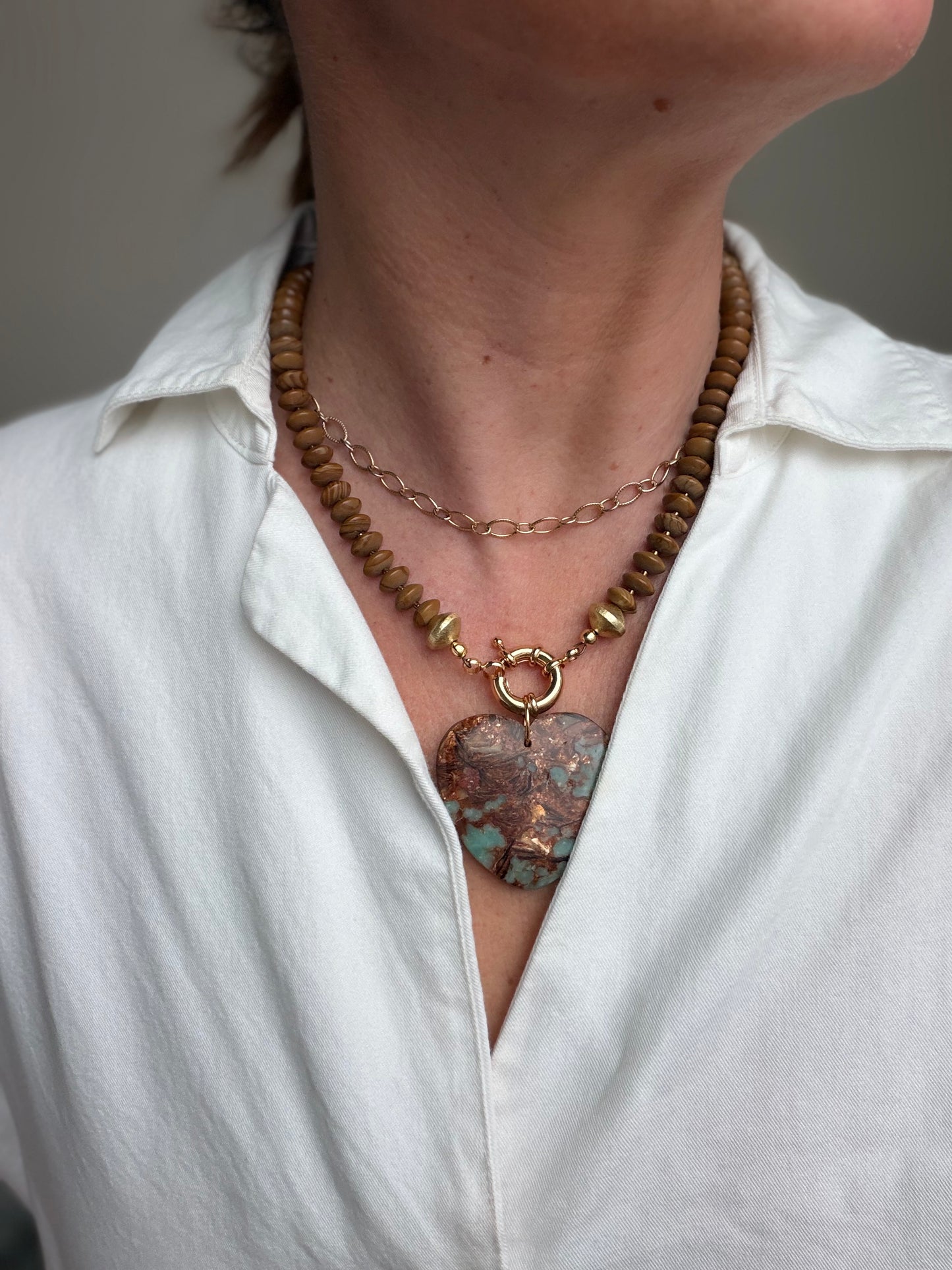 Flock: Brown with Heart Pendant