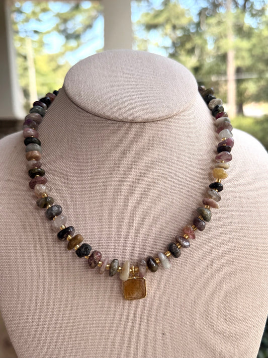Quarry: Tourmaline with a citrine pendant