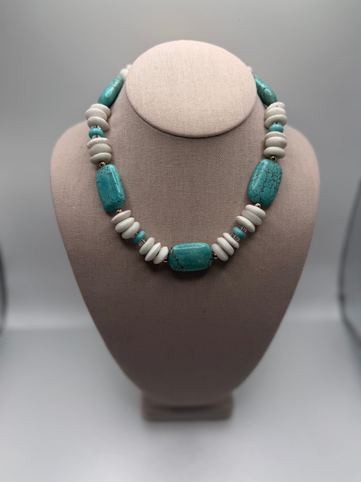 Turquoise and African glass necklace