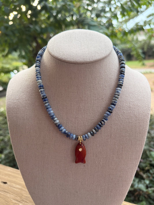 Game Day🏈: blue beads with burnt orange fish