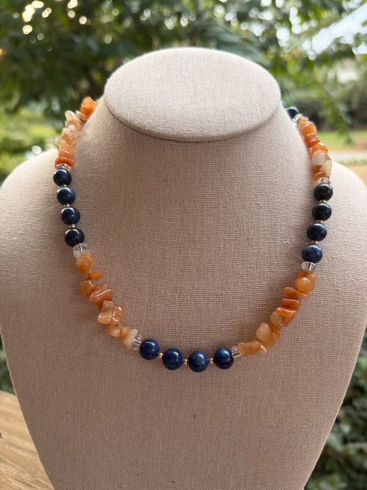Game Day🏈: Orange rocks and navy beads