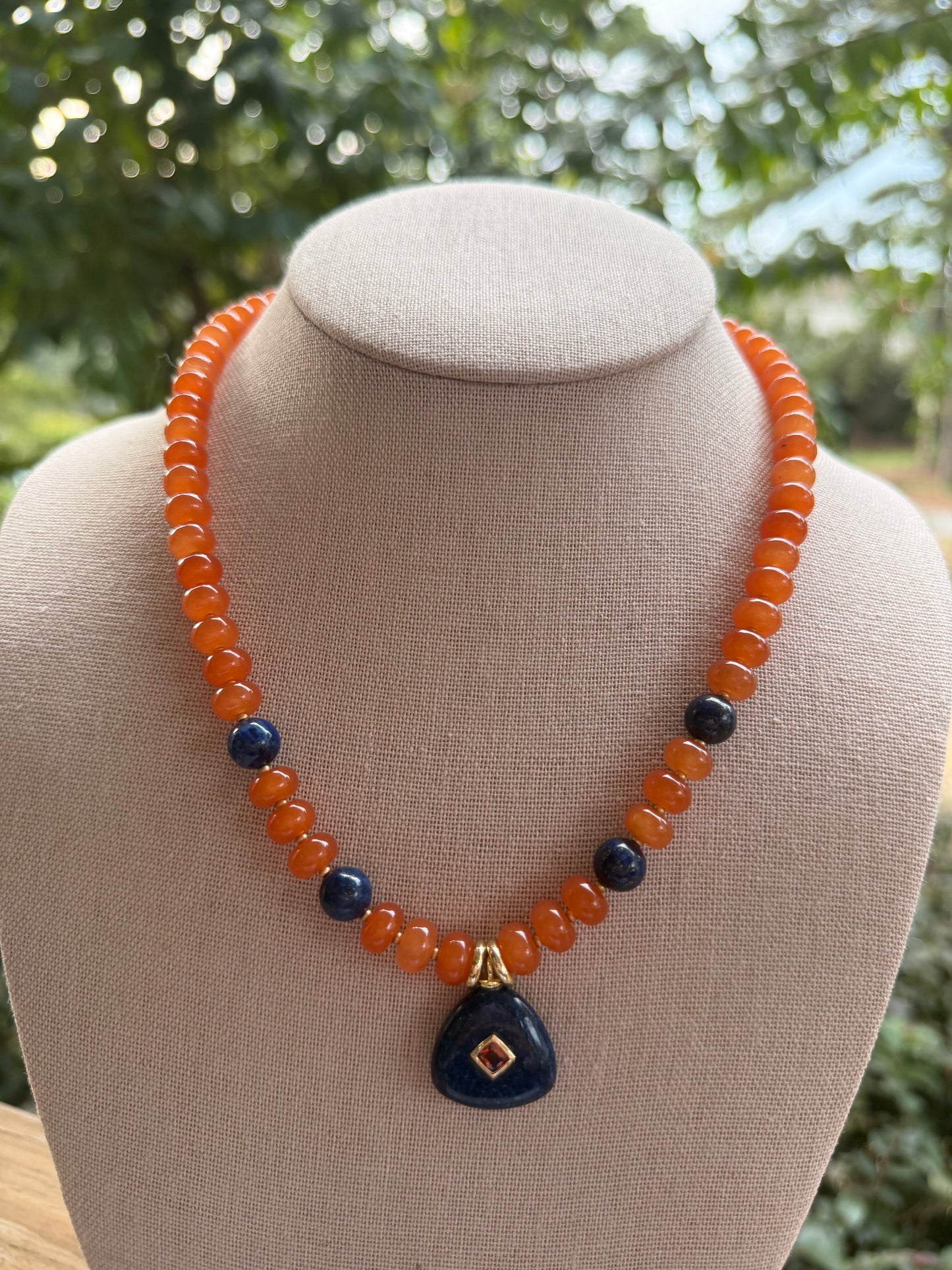 Game Day🏈: Orange and navy with a blue pendant