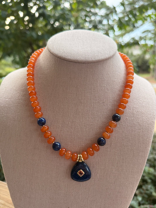 Game Day🏈: Orange and navy with a blue pendant