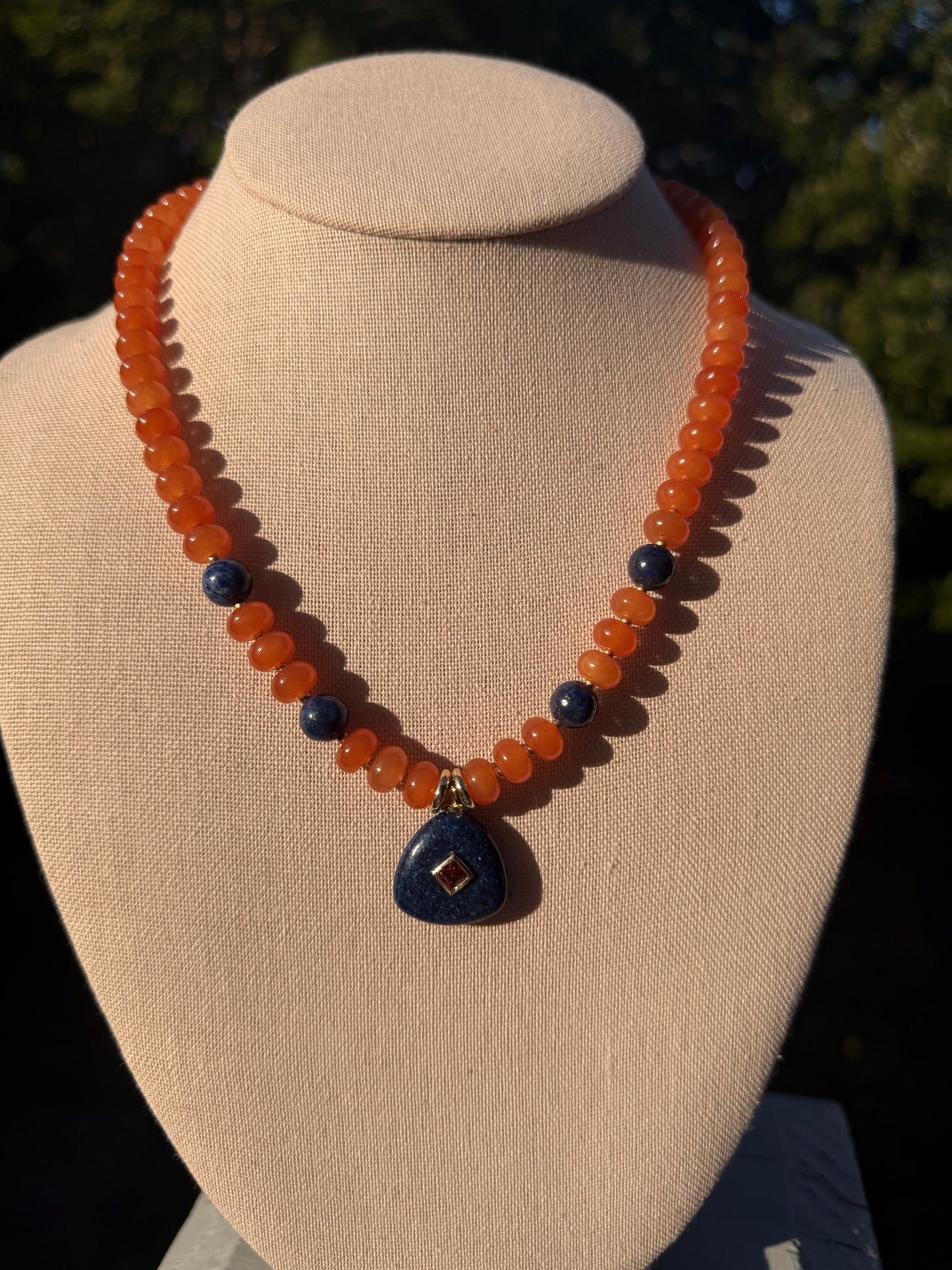 Game Day🏈: Orange and navy with a blue pendant