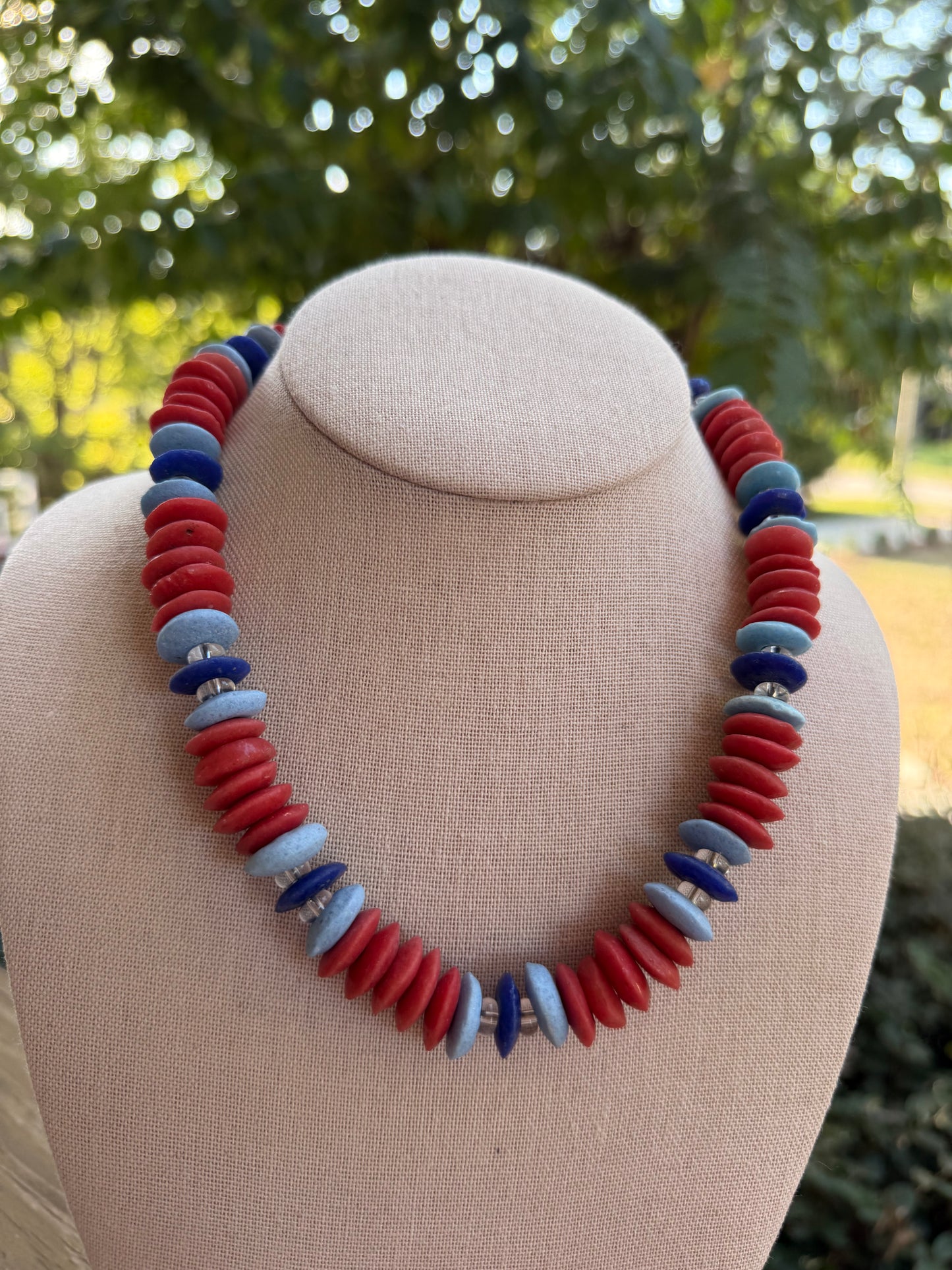 Game Day🏈: red and blue recycled glass