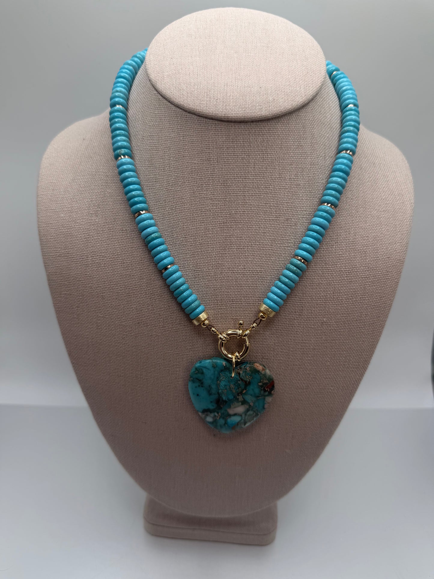 Flock: turquoise beads with matching heart pendant