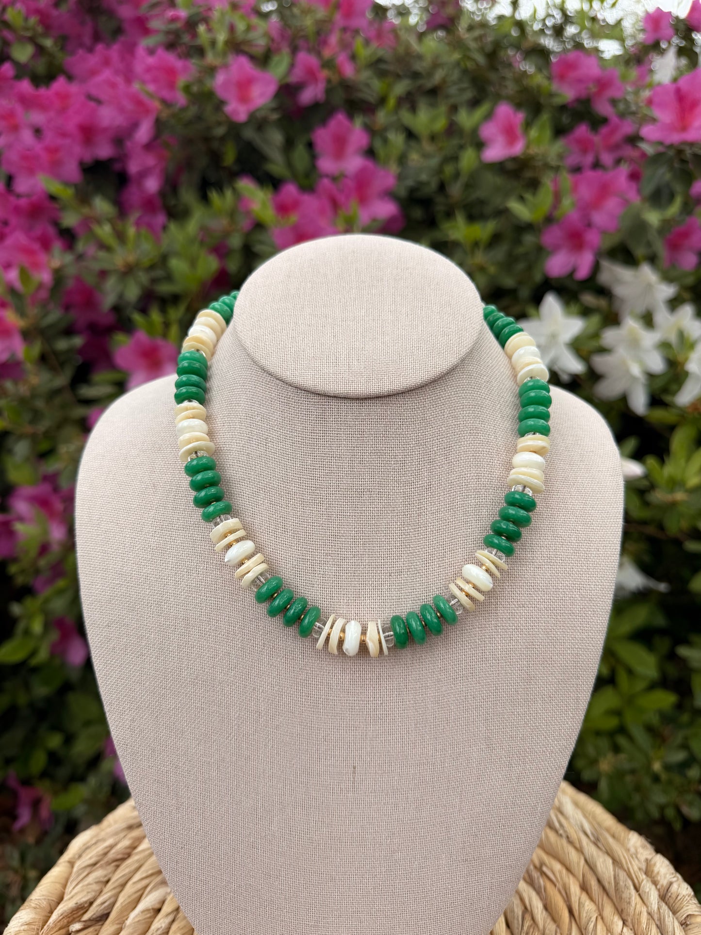 Flock: Green with shells and mother of pearls