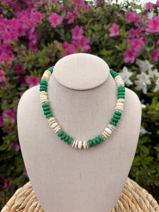 Flock: Green with shells and mother of pearls