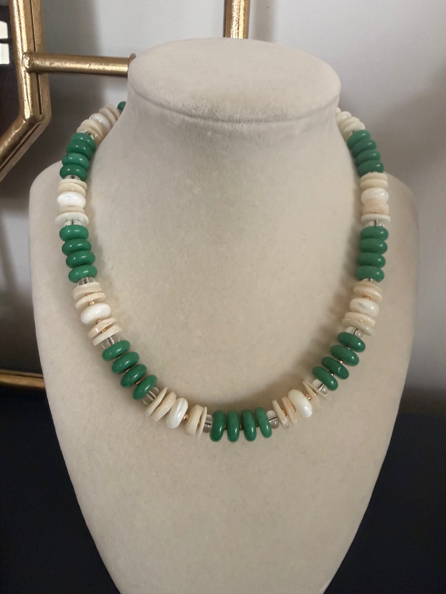 Flock: Green with shells and mother of pearls