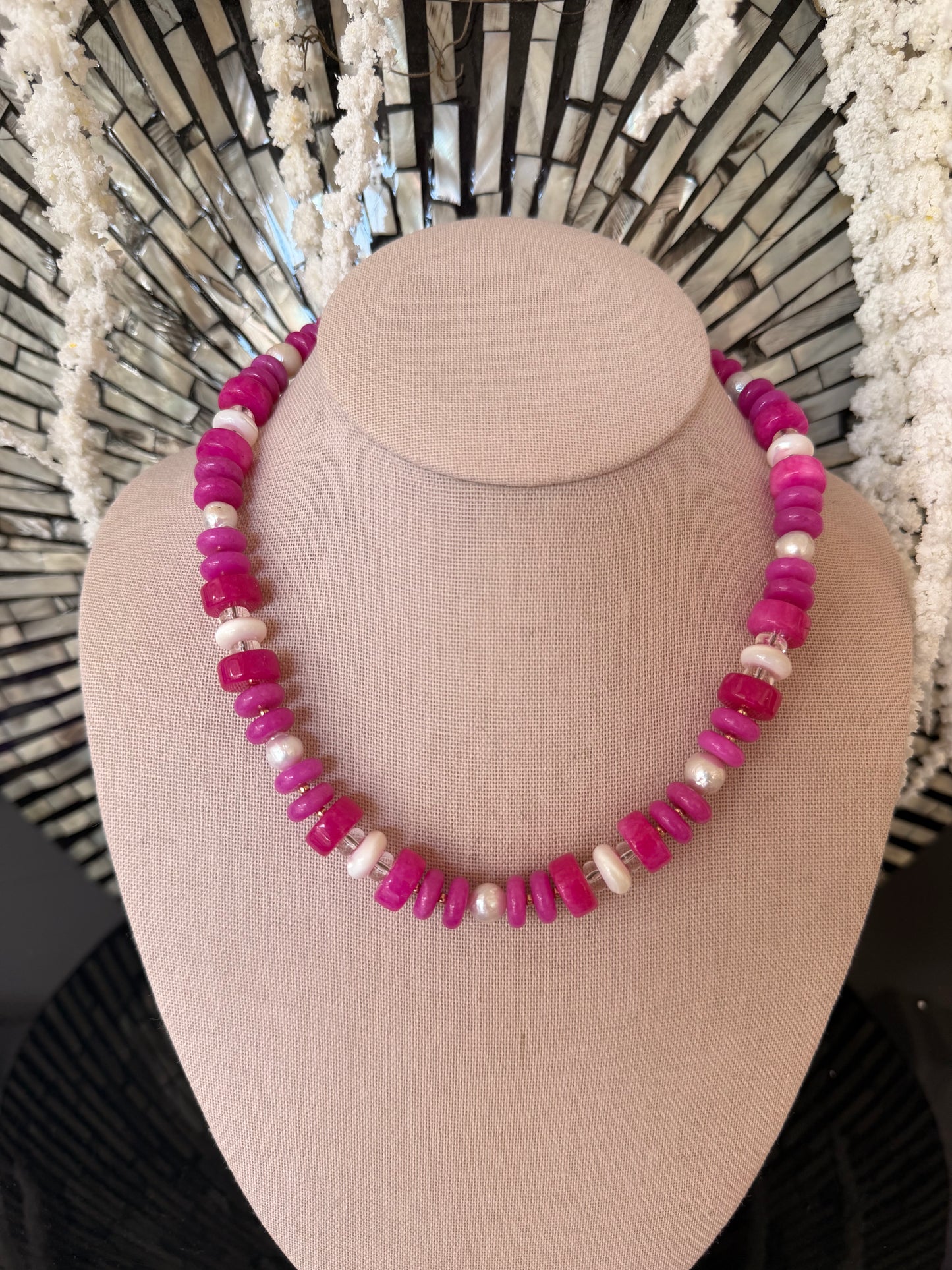 Flock: Pink with pearls and mother of pearls